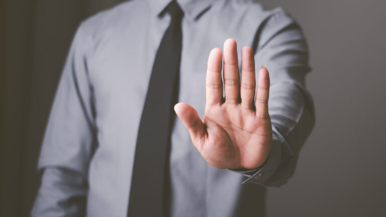 man hand stop sign, warning concept, refusal, caution, symbolic